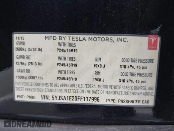 ✅ 2015 Tesla Model S 85D • VIN: 5YJSA1E20FF117996 • Lot: 43563947. Wystawiony na IAAI z przebiegiem Nie podano. Bezpłatny archiwum sprzedaży aukcyjnych z USA i szczegółowy raport historii pojazdu na DreamBid. Zdjęcie 9.