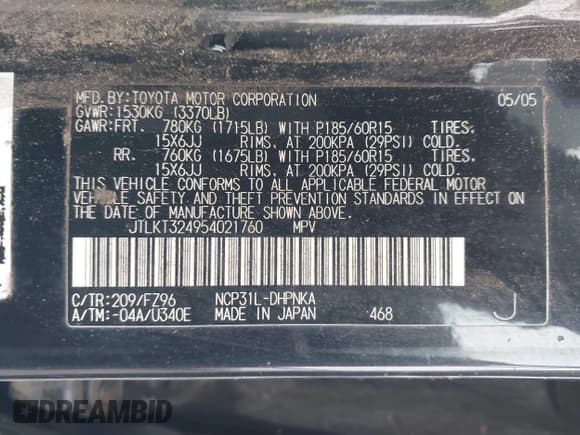 ✅ 2005 Scion xB • VIN: JTLKT324954021760 • Lot: 42125087. Wystawiony na IAAI z przebiegiem 414 129 mil. Bezpłatny archiwum sprzedaży aukcyjnych z USA i szczegółowy raport historii pojazdu na DreamBid. Zdjęcie 9.