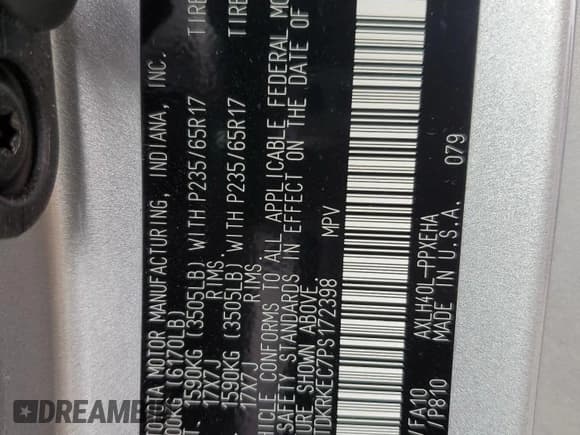 ✅ 2023 Toyota Sienna LE • VIN: 5TDKRKEC7PS172398 • Лот: 86703315. Опубликован ранее на Copart с пробегом 33 235 миль. Бесплатный доступ к архиву аукционных продаж из США и подробный отчёт об истории автомобиля на DreamBid. Изображение 13.