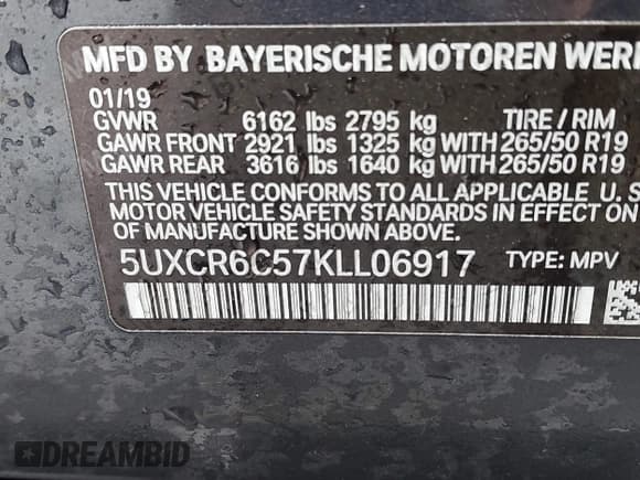 ✅ 2019 BMW X5 xDrive40i • VIN: 5UXCR6C57KLL06917 • Lot: 42416376. Listed on IAAI with 59,089 mi. Free auction sales archive from the USA and detailed vehicle history report at DreamBid. Image 9.