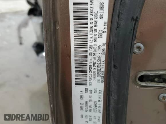 2009 Dodge 1500 Sport z VIN 1D3HB13T99J510015, wystawiony jako Copart lot #57271235 z przebiegiem 178 302 mil mil oraz Szkoda całkowita • Salvage title. Historia ofert i sprzedaży dostępna na DreamBid. Obrazek 13.