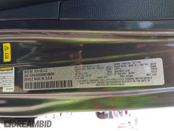 ✅ 2022 Jeep Wrangler Unlimited Sport S • VIN: 1C4HJXDG6NW180234 • Lot: 41908743. Listed on IAAI with 50,704 mi. Free auction sales archive from the USA and detailed vehicle history report at DreamBid. Image 9.