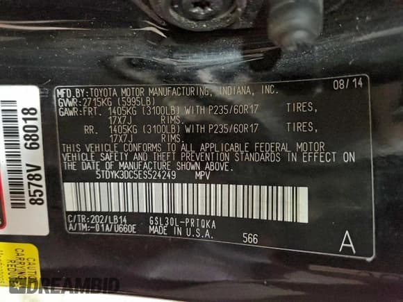 ✅ 2014 Toyota Sienna XLE • VIN: 5TDYK3DC5ES524249 • Лот: 94315515. Опубликован ранее на Copart с пробегом 200 205 миль. Бесплатный доступ к архиву аукционных продаж из США и подробный отчёт об истории автомобиля на DreamBid. Изображение 13.