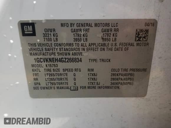 2016 Chevrolet Silverado 1500 Work Truck with VIN 1GCVKNEH4GZ266834, listed as a Copart auction lot 64076545 with 192,397 mi miles and Salvage title. Bid and sale history available at DreamBid. Image 12.