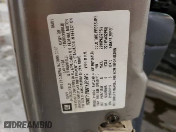 2001 Chevrolet Blazer LT z VIN 1GNDT13W61K261919, wystawiony jako Copart lot #87338144 z przebiegiem 144 754 mil mil oraz Czysty tytuł • Clean title. Historia ofert i sprzedaży dostępna na DreamBid. Obrazek 13.