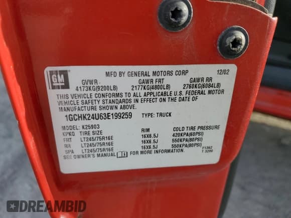 ✅ 2003 Chevrolet Silverado 2500HD Work Truck • VIN: 1GCHK24U63E199259 • Lot: 92835855. Wystawiony na Copart z przebiegiem 162 314 mil. Bezpłatny archiwum sprzedaży aukcyjnych z USA i szczegółowy raport historii pojazdu na DreamBid. Zdjęcie 12.