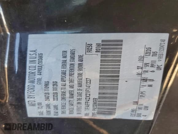 ✅ 2001 Ford Mustang GT Deluxe • VIN: 1FAFP42X21F141227 • Lot: 94384135. Listed on Copart with 186,270 mi. Free auction sales archive from the USA and detailed vehicle history report at DreamBid. Image 12.