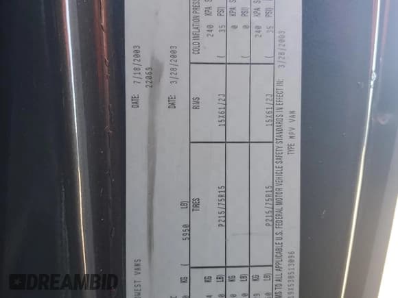 ✅ 2003 GMC Safari Cargo YF7 Upfitter • VIN: 1GDDM19X53B513096 • Lot: 85160685. Wystawiony na Copart z przebiegiem 52 618 mil. Bezpłatny archiwum sprzedaży aukcyjnych z USA i szczegółowy raport historii pojazdu na DreamBid. Zdjęcie 13.