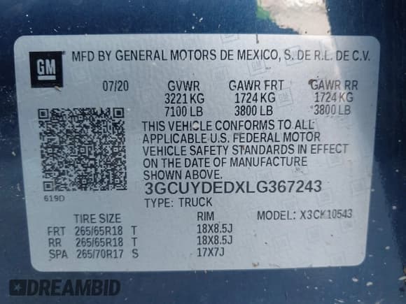 ✅ 2020 Chevrolet Silverado 1500 LT • VIN: 3GCUYDEDXLG367243 • Lot: 43203301. Listed on IAAI with 58,501 mi. Free auction sales archive from the USA and detailed vehicle history report at DreamBid. Image 9.