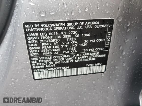 ✅ 2021 Volkswagen Atlas SE • VIN: 1V2RR2CA6MC521224 • Lot: 68949485. Listed on Copart with 41,485 mi. Free auction sales archive from the USA and detailed vehicle history report at DreamBid. Image 14.