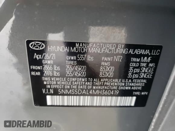 ✅ 2021 Hyundai Santa Fe Calligraphy • VIN: 5NMS5DAL4MH360419 • Lot: 59480634. Wystawiony na Copart z przebiegiem 28 102 mil. Bezpłatny archiwum sprzedaży aukcyjnych z USA i szczegółowy raport historii pojazdu na DreamBid. Zdjęcie 13.