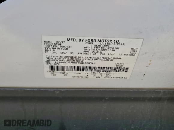 ✅ 2017 Ford Explorer XLT • VIN: 1FM5K7D80HGD55791 • Лот: 94468095. Опубликован ранее на Copart с пробегом 83 294 миль. Бесплатный доступ к архиву аукционных продаж из США и подробный отчёт об истории автомобиля на DreamBid. Изображение 14.