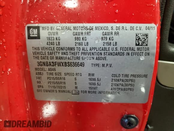 ✅ 2011 Chevrolet HHR 1LT • VIN: 3GNBABFWXBS636649 • Lot: 41990565. Listed on Copart with 101,389 mi. Free auction sales archive from the USA and detailed vehicle history report at DreamBid. Image 12.