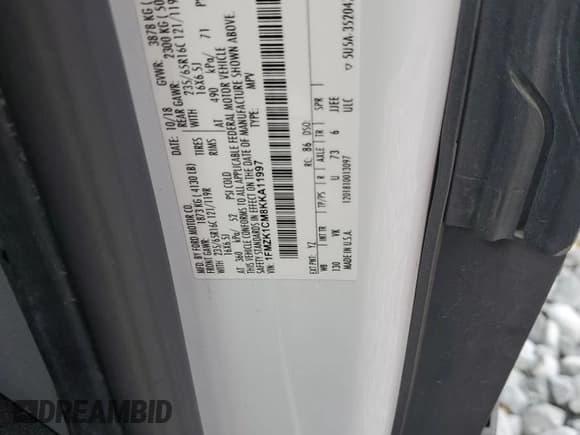 ✅ 2019 Ford Transit Passenger XL • VIN: 1FMZK1CM8KKA11997 • Lot: 86796554. Listed on Copart with 165,403 mi. Free auction sales archive from the USA and detailed vehicle history report at DreamBid. Image 16.