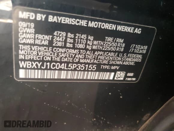 ✅ 2020 BMW X2 xDrive28i • VIN: WBXYJ1C04L5P35155 • Lot: 89500585. Listed on Copart with 100,144 mi. Free auction sales archive from the USA and detailed vehicle history report at DreamBid. Image 12.