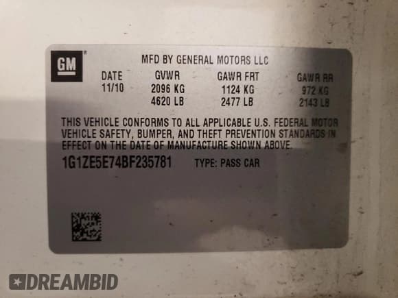 ✅ 2011 Chevrolet Malibu LTZ • VIN: 1G1ZE5E74BF235781 • Lot: 73598274. Listed on Copart with 114,304 mi. Free auction sales archive from the USA and detailed vehicle history report at DreamBid. Image 12.