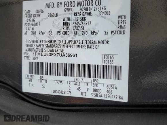 ✅ 2007 Ford Explorer XLT • VIN: 1FMEU63EX7UA36961 • Lot: 82319405. Wystawiony na Copart z przebiegiem 174 983 mil. Bezpłatny archiwum sprzedaży aukcyjnych z USA i szczegółowy raport historii pojazdu na DreamBid. Zdjęcie 13.