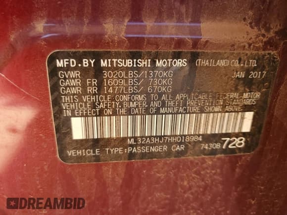 ✅ 2017 Mitsubishi Mirage ES • VIN: ML32A3HJ7HH018984 • Лот: 83993925. Опубликован ранее на Copart с пробегом 116 501 миль. Бесплатный доступ к архиву аукционных продаж из США и подробный отчёт об истории автомобиля на DreamBid. Изображение 13.