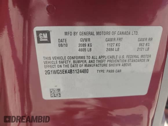 2011 Chevrolet Impala LT Fleet z VIN 2G1WG5EK4B1124480, wystawiony jako Copart lot #69654315 z przebiegiem 202 882 mil mil oraz Szkoda całkowita • Salvage title. Historia ofert i sprzedaży dostępna na DreamBid. Obrazek 12.