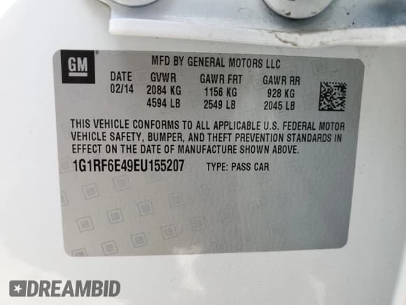 ✅ 2014 Chevrolet Volt • VIN: 1G1RF6E49EU155207 • Lot: 60843034. Wystawiony na Copart z przebiegiem 104 581 mil. Bezpłatny archiwum sprzedaży aukcyjnych z USA i szczegółowy raport historii pojazdu na DreamBid. Zdjęcie 12.