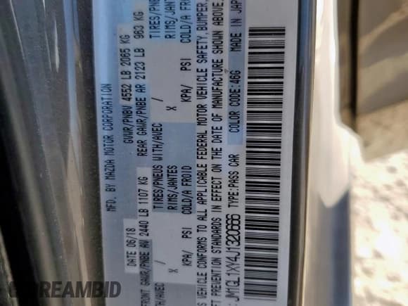 ✅ 2018 Mazda 6 Signature • VIN: JM1GL1XY4J1320666 • Lot: 84801675. Listed on Copart with 100,363 mi. Free auction sales archive from the USA and detailed vehicle history report at DreamBid. Image 13.