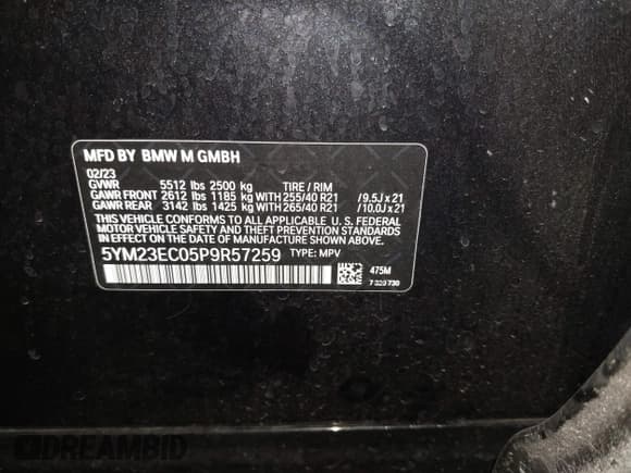 ✅ 2023 BMW X4 M • VIN: 5YM23EC05P9R57259 • Lot: 41003784. Listed on IAAI with 33,928 mi. Free auction sales archive from the USA and detailed vehicle history report at DreamBid. Image 9.