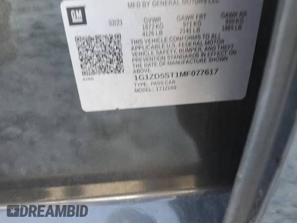 2021 Chevrolet Malibu LT с VIN 1G1ZD5ST1MF077617, выставлен на аукционе Copart как лот 89540745 с пробегом 123 693 миль миль и Списание • Salvage title. История ставок и продаж доступна на DreamBid. Изображение 12.