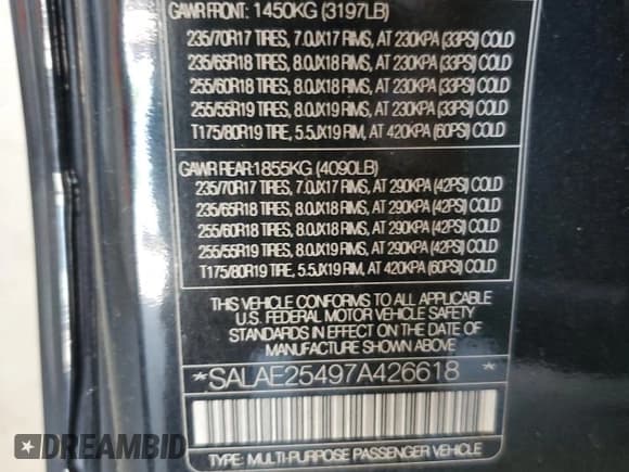 ✅ 2007 Land Rover LR3 SE • VIN: SALAE25497A426618 • Lot: 54972875. Listed on Copart with 181,630 mi. Free auction sales archive from the USA and detailed vehicle history report at DreamBid. Image 13.