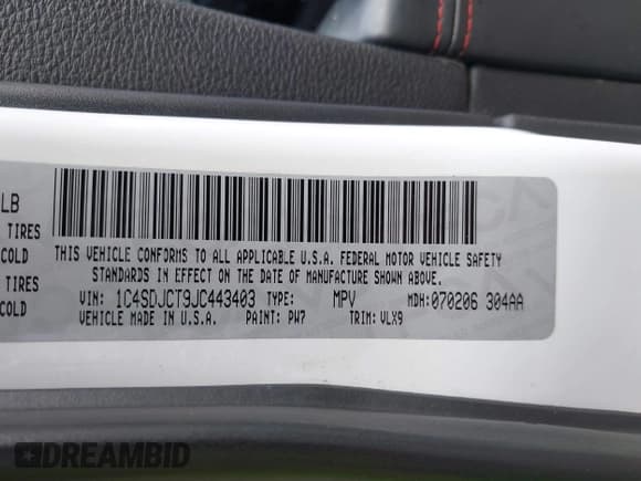 ✅ 2018 Dodge Durango R/T • VIN: 1C4SDJCT9JC443403 • Lot: 42463528. Listed on IAAI with 180,332 mi. Free auction sales archive from the USA and detailed vehicle history report at DreamBid. Image 9.