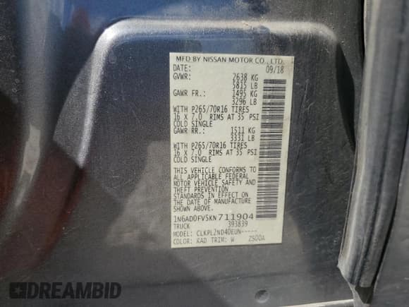 ✅ 2019 Nissan Frontier SV • VIN: 1N6AD0FV5KN711904 • Лот: 71313534. Опубликован ранее на Copart с пробегом 58 302 миль. Бесплатный доступ к архиву аукционных продаж из США и подробный отчёт об истории автомобиля на DreamBid. Изображение 14.