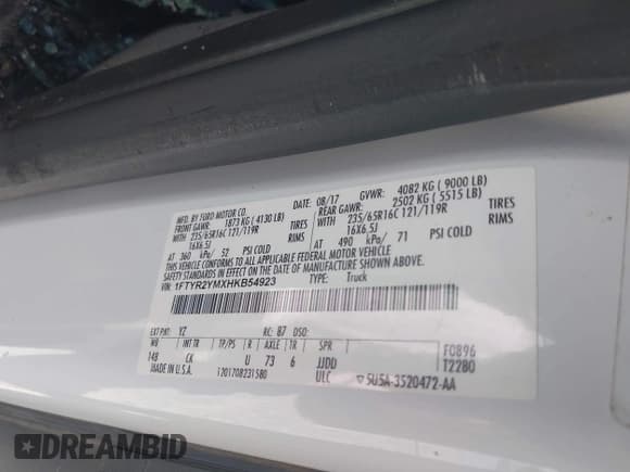 ✅ 2017 Ford Transit • VIN: 1FTYR2YMXHKB54923 • Лот: 42275708. Опубликован ранее на IAAI с пробегом Не указан. Бесплатный доступ к архиву аукционных продаж из США и подробный отчёт об истории автомобиля на DreamBid. Изображение 9.