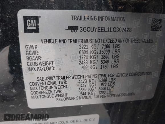 ✅ 2020 Chevrolet Silverado 1500 RST • VIN: 3GCUYEEL1LG307428 • Lot: 43101551. Listed on IAAI with 85,231 mi. Free auction sales archive from the USA and detailed vehicle history report at DreamBid. Image 9.