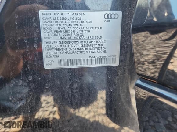 ✅ 2014 Audi Q7 S line Prestige • VIN: WA1DGAFE9ED021087 • Lot: 84379695. Wystawiony na Copart z przebiegiem 137 206 mil. Bezpłatny archiwum sprzedaży aukcyjnych z USA i szczegółowy raport historii pojazdu na DreamBid. Zdjęcie 12.