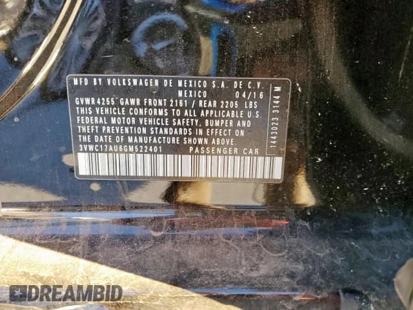 ✅ 2016 Volkswagen Golf TSI S • VIN: 3VWC17AU6GM522401 • Lot: 90028325. Listed on Copart with 145,070 mi. Free auction sales archive from the USA and detailed vehicle history report at DreamBid. Image 13.