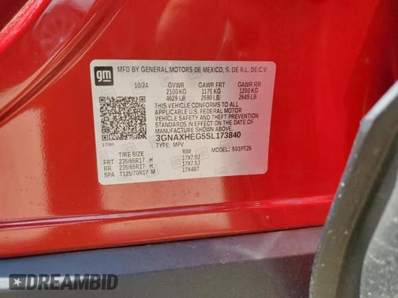 ✅ 2025 Chevrolet Equinox FWD LT • VIN: 3GNAXHEG5SL173840 • Lot: 64699945. Wystawiony na Copart z przebiegiem 5 788 mil. Bezpłatny archiwum sprzedaży aukcyjnych z USA i szczegółowy raport historii pojazdu na DreamBid. Zdjęcie 13.