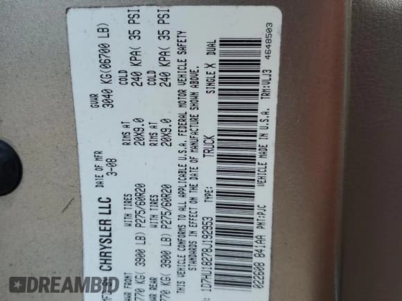 ✅ 2008 Dodge 1500 Laramie • VIN: 1D7HU18278J192953 • Лот: 73574984. Опубликован ранее на Copart с пробегом 155 877 миль. Бесплатный доступ к архиву аукционных продаж из США и подробный отчёт об истории автомобиля на DreamBid. Изображение 12.