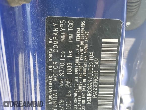 ✅ 2020 Hyundai Venue SEL • VIN: KMHRC8A37LU032104 • Lot: 62115935. Listed on Copart with Not provided. Free auction sales archive from the USA and detailed vehicle history report at DreamBid. Image 13.