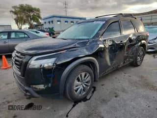 2023 Nissan Pathfinder SV with VIN 5N1DR3BA8PC255028, listed as a Copart auction lot 82444095 with 43,313 mi miles and Salvage title. Bid and sale history available at DreamBid. Image 1.