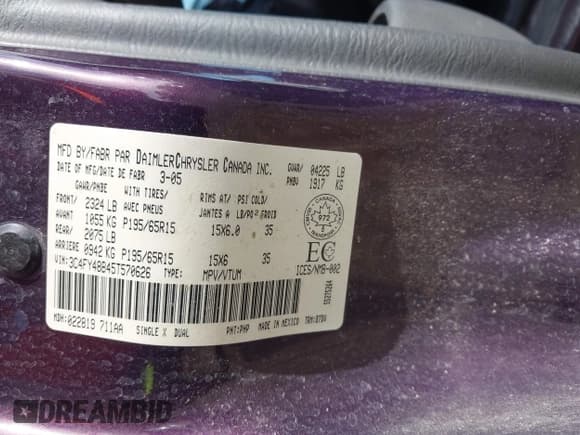 ✅ 2005 Chrysler PT Cruiser • VIN: 3C4FY48B45T570626 • Lot: 42733343. Listed on IAAI with 134,679 mi. Free auction sales archive from the USA and detailed vehicle history report at DreamBid. Image 9.