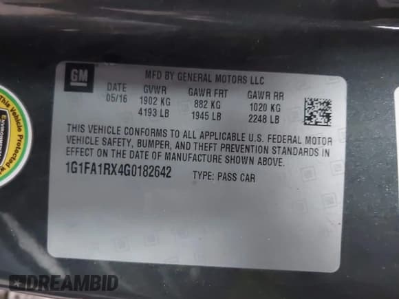 ✅ 2016 Chevrolet Camaro 1LT • VIN: 1G1FA1RX4G0182642 • Lot: 41021666. Listed on IAAI with 91,546 mi. Free auction sales archive from the USA and detailed vehicle history report at DreamBid. Image 9.