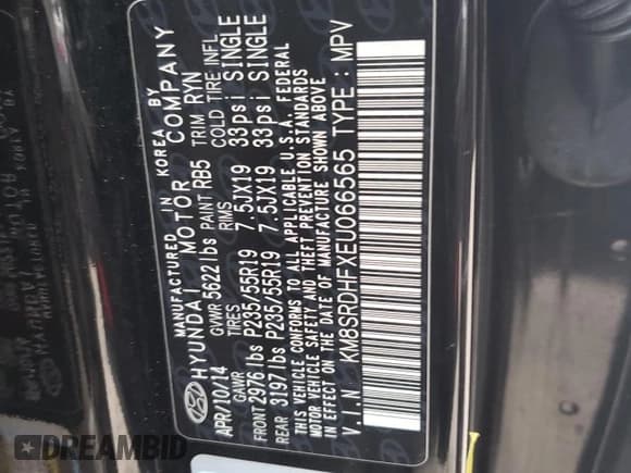 ✅ 2014 Hyundai Santa Fe GLS • VIN: KM8SRDHFXEU066565 • Лот: 73006494. Опубликован ранее на Copart с пробегом 111 603 миль. Бесплатный доступ к архиву аукционных продаж из США и подробный отчёт об истории автомобиля на DreamBid. Изображение 13.