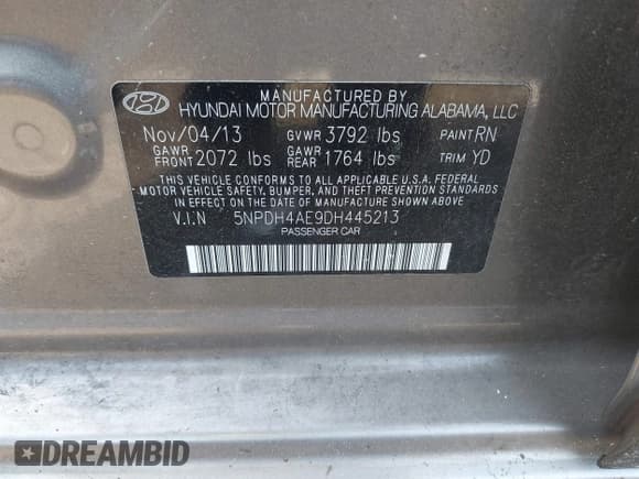 ✅ 2013 Hyundai Elantra GLS • VIN: 5NPDH4AE9DH445213 • Lot: 41818709. Listed on IAAI with 149,985 mi. Free auction sales archive from the USA and detailed vehicle history report at DreamBid. Image 9.