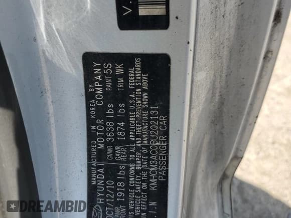 ✅ 2011 Hyundai Accent GS • VIN: KMHCM3AC0BU202131 • Лот: 55428425. Опубликован ранее на Copart с пробегом 82 787 миль. Бесплатный доступ к архиву аукционных продаж из США и подробный отчёт об истории автомобиля на DreamBid. Изображение 12.