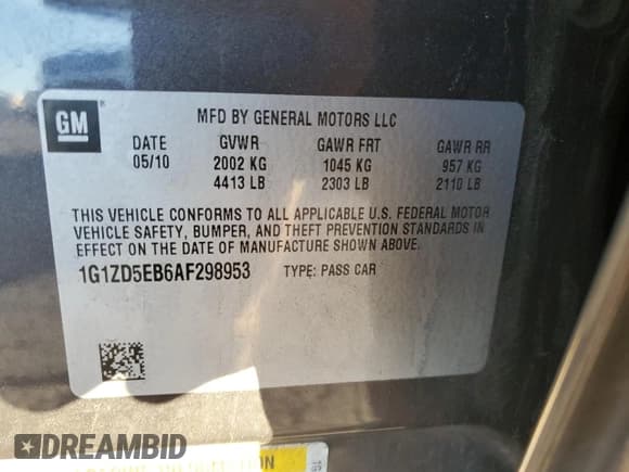 ✅ 2010 Chevrolet Malibu 2LT • VIN: 1G1ZD5EB6AF298953 • Лот: 82435004. Опубликован ранее на Copart с пробегом 85 032 миль. Бесплатный доступ к архиву аукционных продаж из США и подробный отчёт об истории автомобиля на DreamBid. Изображение 14.