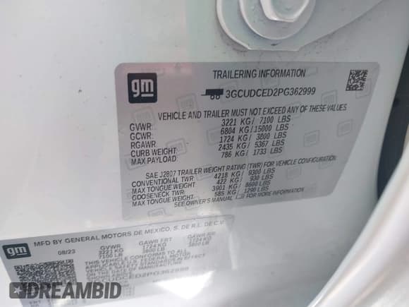 ✅ 2023 Chevrolet Silverado 1500 Custom Trail Boss • VIN: 3GCUDCED2PG362999 • Lot: 41870239. Wystawiony na IAAI z przebiegiem Nie podano. Bezpłatny archiwum sprzedaży aukcyjnych z USA i szczegółowy raport historii pojazdu na DreamBid. Zdjęcie 9.