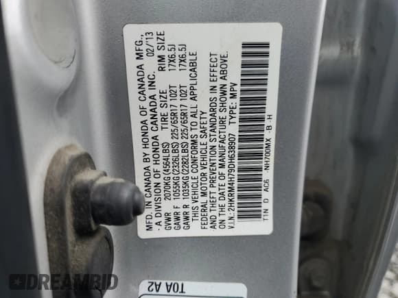 ✅ 2013 Honda CR-V EX-L • VIN: 2HKRM4H79DH638907 • Lot: 90540865. Listed on Copart with 224,211 mi. Free auction sales archive from the USA and detailed vehicle history report at DreamBid. Image 13.