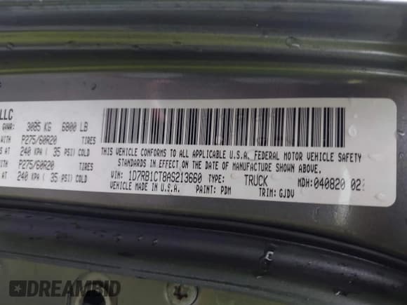 ✅ 2010 Dodge 1500 ST • VIN: 1D7RB1CT8AS213660 • Lot: 43081926. Wystawiony na IAAI z przebiegiem 277 939 mil. Bezpłatny archiwum sprzedaży aukcyjnych z USA i szczegółowy raport historii pojazdu na DreamBid. Zdjęcie 9.