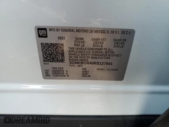 ✅ 2024 Chevrolet Blazer LT • VIN: 3GNKBCR40RS127841 • Lot: 69122895. Listed on Copart with 15,460 mi. Free auction sales archive from the USA and detailed vehicle history report at DreamBid. Image 13.