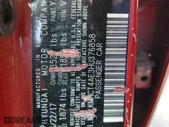 ✅ 2017 Hyundai Accent SE • VIN: KMHCT4AE3HU376858 • Лот: 69848363. Опубликован ранее на Copart с пробегом 171 915 миль. Бесплатный доступ к архиву аукционных продаж из США и подробный отчёт об истории автомобиля на DreamBid. Изображение 13.