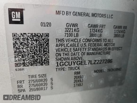 ✅ 2020 Chevrolet Silverado 1500 LTZ • VIN: 1GCUYGEL7LZ227286 • Лот: 71035255. Опубликован ранее на Copart с пробегом 71 223 миль. Бесплатный доступ к архиву аукционных продаж из США и подробный отчёт об истории автомобиля на DreamBid. Изображение 12.